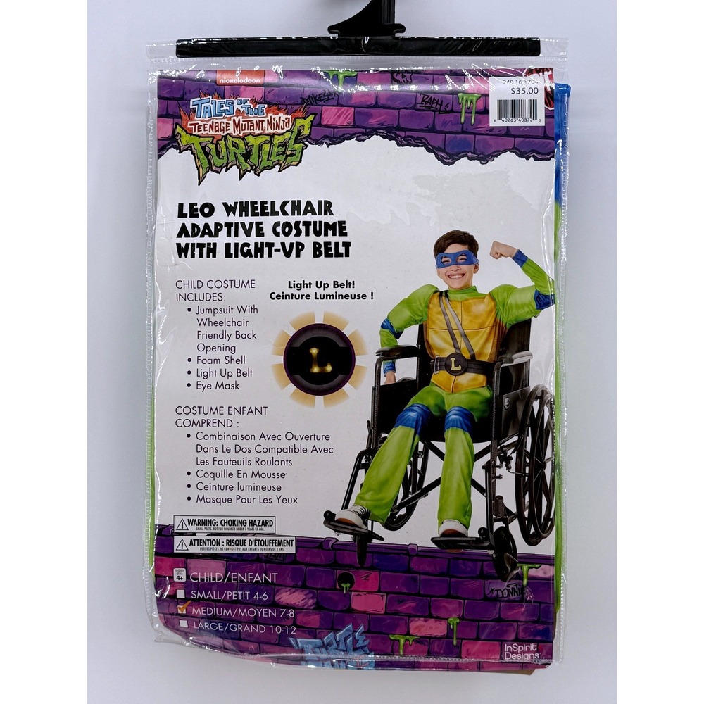 TMNT Leo Wheelchair Adaptive Costume Light Up Belt Nickelodeon Medium 7-8 NEW